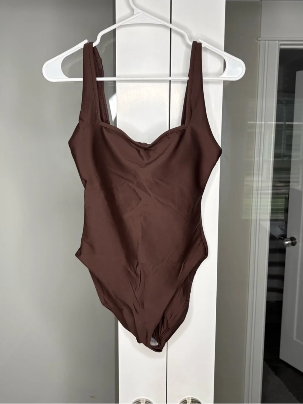 NWT J. Crew Squareneck One-piece Classic Sculpt Inky Espresso Brown